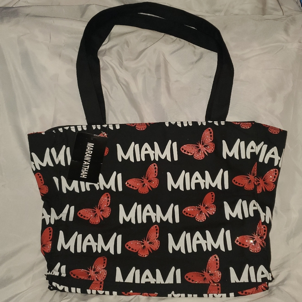 5 for $25 | NWT Maran' Athah Miami Butterfly Canvas Tote Bag